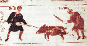 Monatsbilder November und Dezember in der Salzburger Handschrift, 818 AD. 